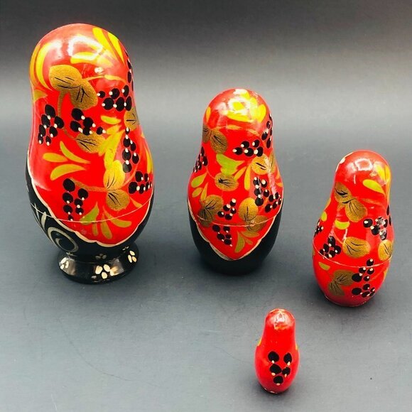 Vintage Russian Nesting Doll 4 in 1 Handmade USSR Folk Art Blonde Matryoshka - Picture 6 of 11